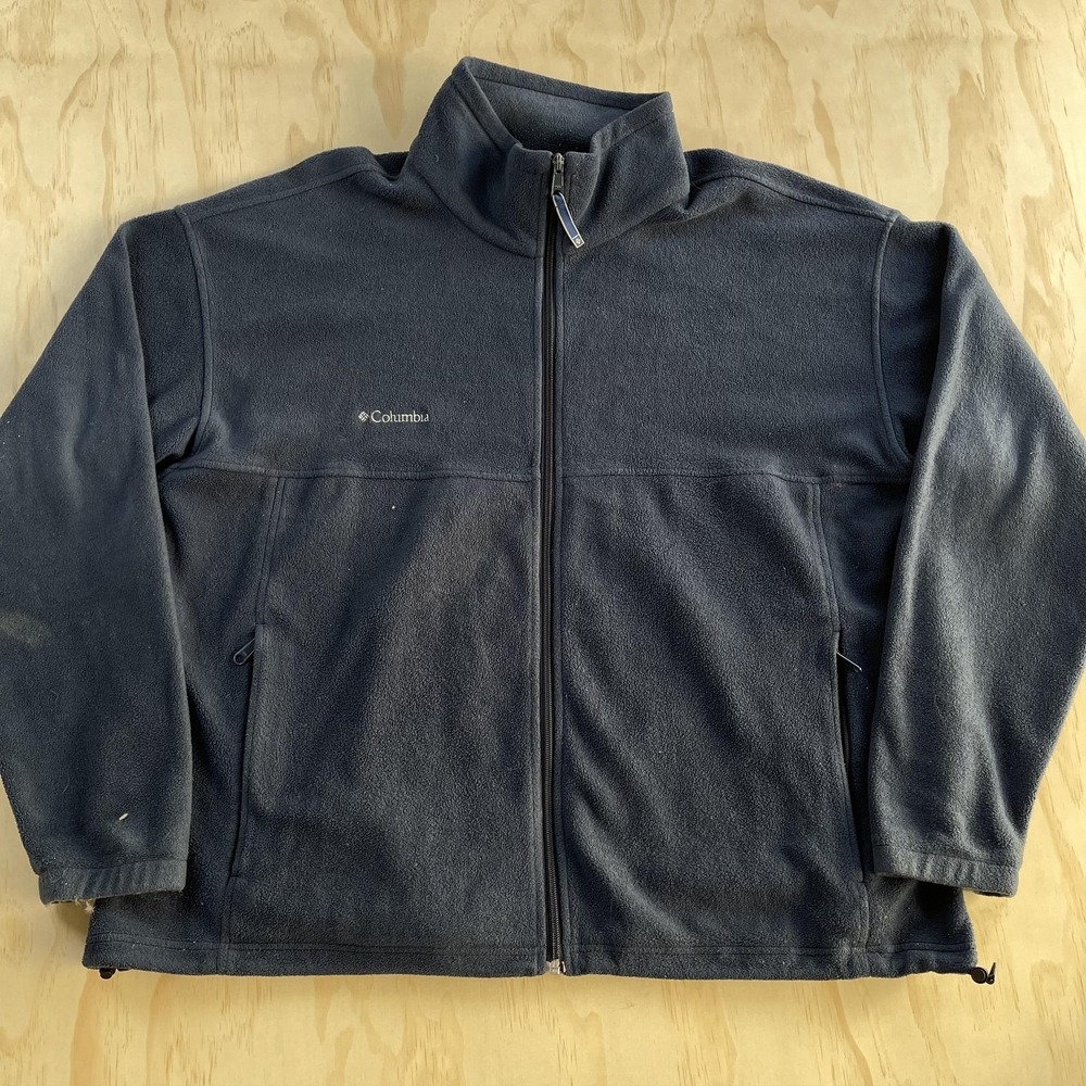 Columbia Jacket Mens 2XL Blue Fleece Full Zip Stand Collar Outdoor Hiking WM6113